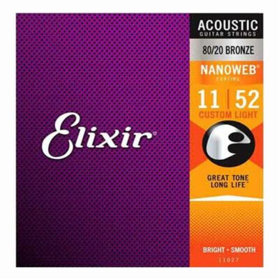 מיתרים לגיטרה אקוסטית אליקסיר - 11-52 - Elixir 11027 NANOWEB 80/20 Bronze
