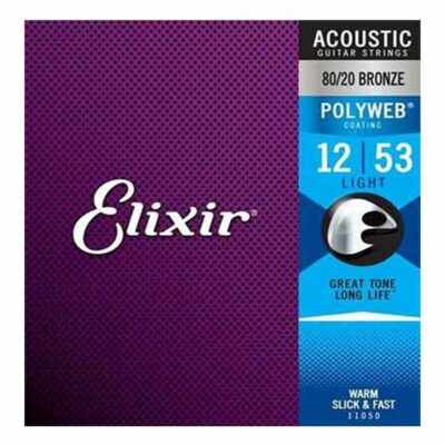 מיתרים לגיטרה אקוסטית אליקסיר - 12-53 -  Elixir 11050 POLYWEB 80/20 Bronze