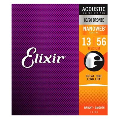מיתרים לגיטרה אקוסטית אליקסיר - 13-56 - Elixir 11102 NANOWEB 80/20 Bronze