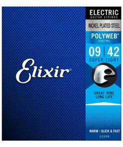 מיתרים לגיטרה חשמלית אליקסיר - 9-42 -  Elixir 12000 POLYWEB Nickel Plated Steel