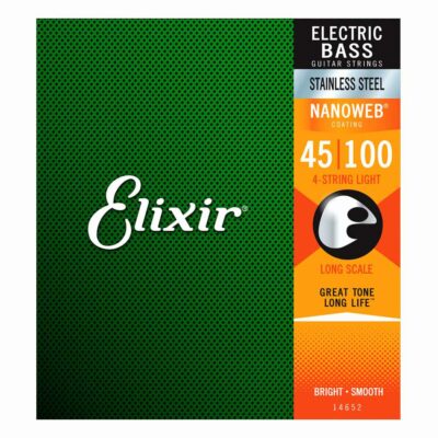 מיתרים לגיטרה בס אליקסיר - 45-100 - Elixir 14652 NANOWEB Stainless Steel