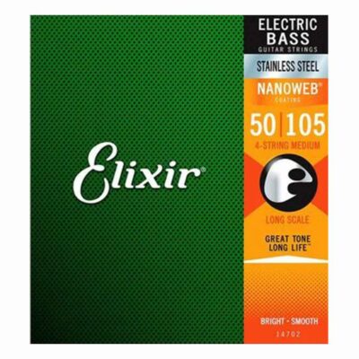 מיתרים לגיטרה בס אליקסיר - 50-105 - Elixir 14702 NANOWEB Stainless Steel