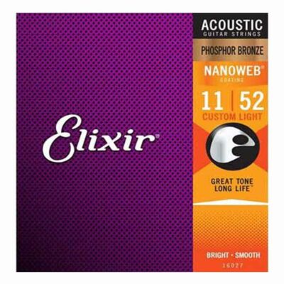 מיתרים לגיטרה אקוסטית אליקסיר - 11-52 -  Elixir 16027 NANOWEB Phosphor Bronze