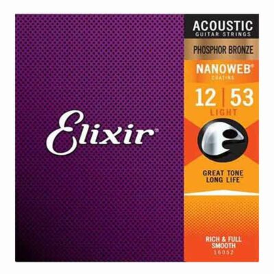 מיתרים לגיטרה אקוסטית אליקסיר - 12-53 -  Elixir 16052 NANOWEB Phosphor Bronze