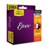 3 סטים מיתרים לגיטרה אקוסטית אליקסיר - 12-53 -  Elixir 16539 NANOWEB 80/20 Bronze 3Pack