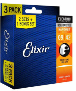 3 סטים מיתרים לגיטרה חשמלית אליקסיר - 09-42 -  Elixir NANOWEB 16540 Nickel Plated Steel 3Pack