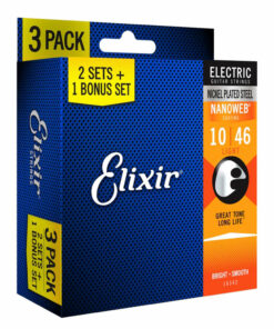3 סטים מיתרים לגיטרה חשמלית אליקסיר - 10-46 -  Elixir NANOWEB 16542 Nickel Plated Steel 3Pack