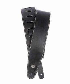 רצועה לגיטרה עור שחור משופשף דדריו - Daddario 25VNS00-DX Planet Waves, Black Stonewashed With Contrast Stitch Leather Strap