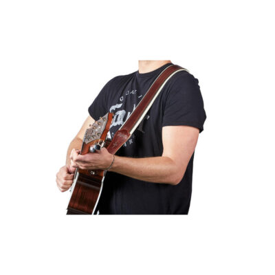 ⁦רצועה לגיטרה עור חום קרם קורדובן טיילור Taylor Strap 4106-25 ,Renaissance Strap Cordovan Leather⁩ – תמונה ⁦3⁩
