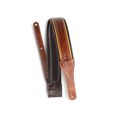 רצועה לגיטרה עור חום שחור טיילור Taylor Strap 4107-25 ,Taylor Century Leather
