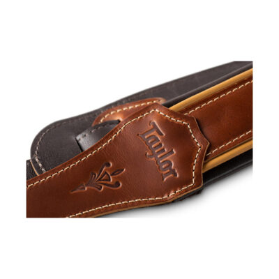 ⁦רצועה לגיטרה עור חום שחור טיילור Taylor Strap 4107-25 ,Taylor Century Leather⁩ – תמונה ⁦4⁩