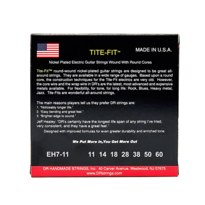 ⁦מיתרים לגיטרה 7 חשמלית די.אר - 11-60 - DR EH7-11 Tite Fit 7-String - Nickel / Round Core⁩ – תמונה ⁦2⁩