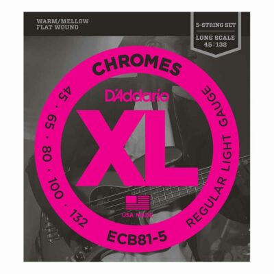 מיתרים לגיטרה בס 5 מיתרים דדריו - 45-132 - Daddario ECB81-5 Chromes Bass Long Scale 5String