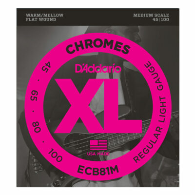 מיתרים לגיטרה בס דדריו - 45-100 - Daddario ECB81M Chromes Bass Medium Scale