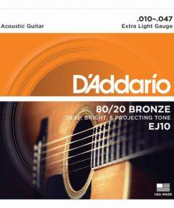 מיתרים לגיטרה אקוסטית דדריו - 10-47 - Daddario EJ10 80/20 Bronze Acoustic Guitar Strings