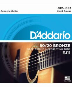 מיתרים לגיטרה אקוסטית דדריו - 12-53 - Daddario EJ11 80/20 Bronze Acoustic Guitar Strings