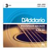 3 סטים מיתרים לגיטרה אקוסטית דדריו - Daddario Phosphor Bronze EJ16-3D Acoustic Guitar Strings 3Pack - 12-53