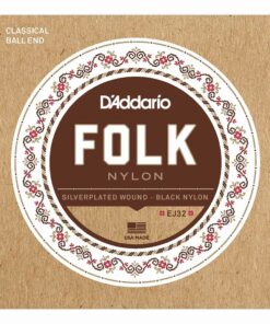 מיתרים לגיטרה קלאסית דדריו - Daddario EJ32 Folk Silver Wound Black Nylon Ball End
