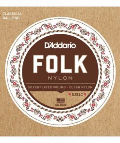 מיתרים לגיטרה קלאסית דדריו - Daddario EJ32C Folk Silver Wound Clear Nylon Ball End