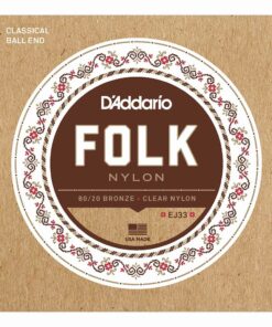 מיתרים לגיטרה קלאסית דדריו - Daddario EJ33 Folk 80/20 Bronze Clear Nylon Ball End