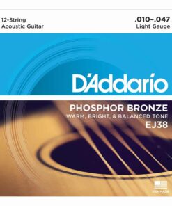 מיתרים לגיטרה 12 אקוסטית דדריו - Daddario Phosphor Bronze EJ38 Acoustic 12 String Guitar Strings - 10-47