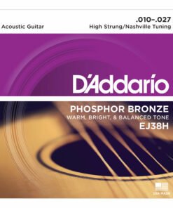 מיתרים לגיטרה אקוסטית דדריו - Daddario Phosphor Bronze EJ38H High Strung/Nashville Tuning Acoustic Guitar Strings - 10-27