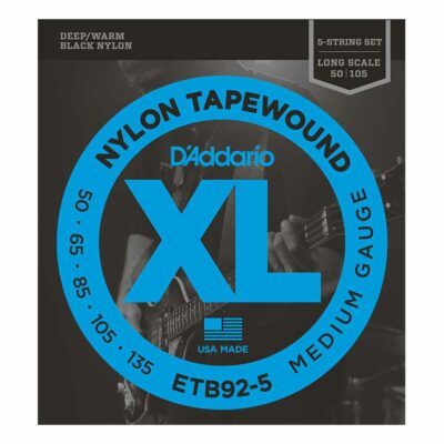 מיתרים לגיטרה בס 5 מיתרים דדריו - 50-135 - Daddario ETB92-5 Tapewound Bass Long Scale