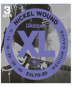 3 סטים מיתרים לגיטרה חשמלית דדריו - 11-49 - Daddario EXL115-3D Nickel Wound 3Pack