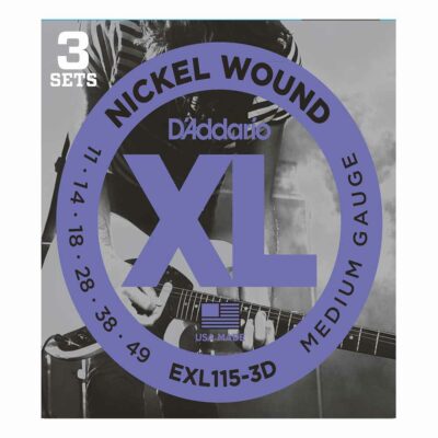 3 סטים מיתרים לגיטרה חשמלית דדריו - 11-49 - Daddario EXL115-3D Nickel Wound 3Pack