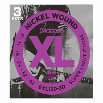 3 סטים מיתרים לגיטרה חשמלית דדריו - 9-42 - Daddario EXL120-3D Nickel Wound