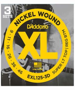 3 סטים מיתרים לגיטרה חשמלית דדריו - 9-46 - Daddario EXL125-3D Nickel Wound 3Pack