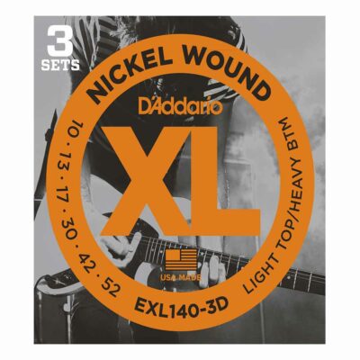 3 סטים מיתרים לגיטרה חשמלית דדריו - 10-52 - Daddario EXL140-3D Nickel Wound 3Pack