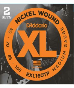 2 סטים מיתרים לגיטרה בס דדריו - 50-105 - Daddario EXL160TP Nickel Wound Bass Long Scale 2Pack