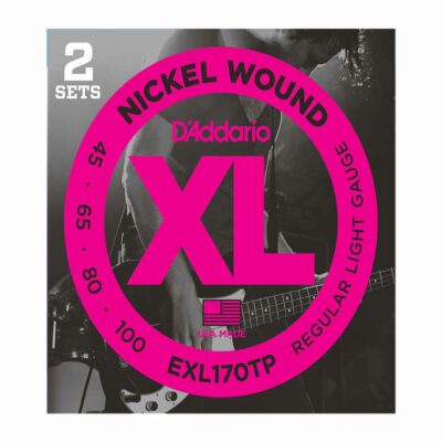 2 סטים מיתרים לגיטרה בס דדריו - 45-100 - Daddario EXL170TP Nickel Wound Bass Long Scale 2Pack
