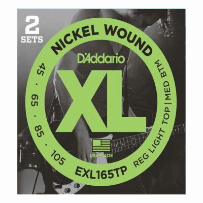 2 סטים מיתרים לגיטרה בס דדריו - 45-105 - Daddario EXL165TP Nickel Wound Bass Long Scale 2Pack