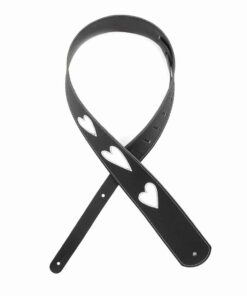 רצועה לגיטרה עור חום מעוטר דדריו - Daddario L25W1414 Planet Waves, Heart Icon Patches Leather Strap