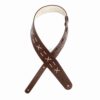 רצועה לגיטרה עור חום מעוטר דדריו - Daddario L25W1501 Planet Waves, Brown Decorative Stitch Leather Strap