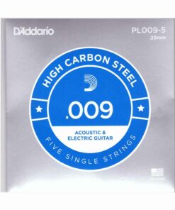 5 יחידות מיתר בודד לגיטרה דדריו - Daddario PL009-5 Plain Steel Single - 009