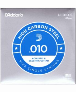 5 יחידות מיתר בודד לגיטרה דדריו - Daddario PL010-5 Plain Steel Single - 010