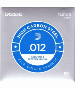 5 יחידות מיתר בודד לגיטרה דדריו - Daddario PL012-5 Plain Steel Single - 012