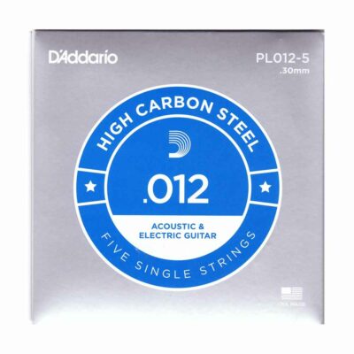 5 יחידות מיתר בודד לגיטרה דדריו - Daddario PL012-5 Plain Steel Single - 012