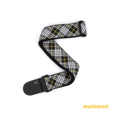 רצועה לגיטרה דדריו - Daddario T20W1503 Planet Waves Strap, Black, White, Yellow Tartan