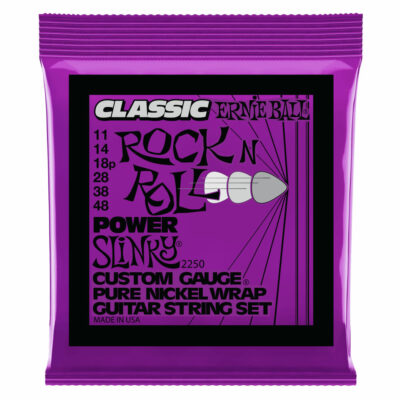 מיתרים לגיטרה חשמלית ארני בול פיור ניקל - 11-48 - Ernie Ball 2250 Power Slinky Classic Rock n Roll Pure Nickel Wrap Electric Guitar Strings