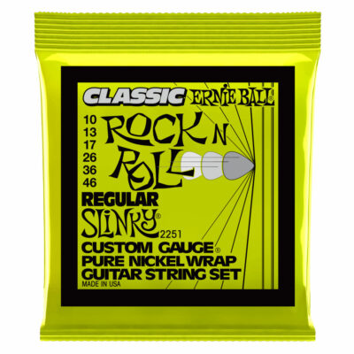 מיתרים לגיטרה חשמלית ארני בול פיור ניקל - 10-46 - Ernie Ball 2251 Regular Slinky Classic Rock n Roll Pure Nickel Wrap Electric Guitar Strings