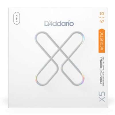 3 סטים מיתרים לגיטרה אקוסטית דדריו - 10-47 - Daddario XSAPB1047-3P XS Coated Phosphor Bronze Guitar Strings 3Pack