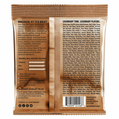 ⁦מיתרים לגיטרה אקוסטית ארני בול - 12-54 - Ernie Ball 2146 Medium Light Earthwood Phosphor Bronze Acoustic Guitar Strings⁩ – תמונה ⁦2⁩